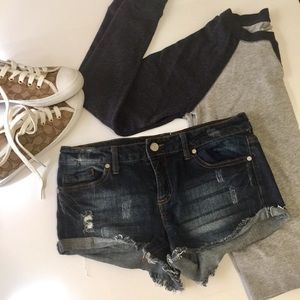 Distressed Denim Shorts